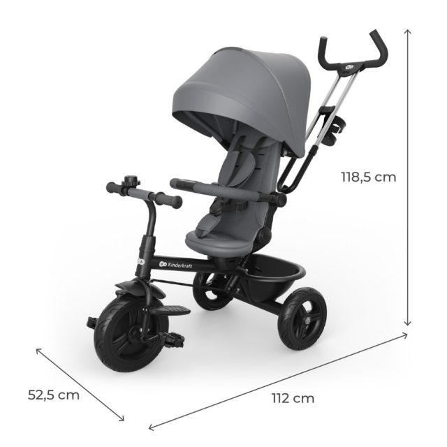 KinderKraft ASTON 2 PLUS τρίκυκλο γκρι