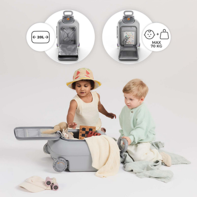 Βαλίτσα KinderKraft CABBY με κάθισμα ΓΚΡΙ