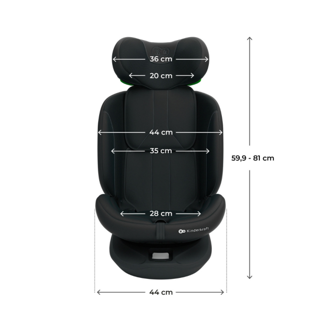Κάθισμα αυτοκινήτου Kinderkraft I-Grow 2 PLUS 40-150 cm ΜΑΥΡΟ
