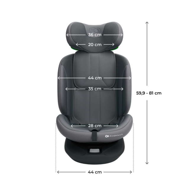 Κάθισμα αυτοκινήτου Kinderkraft I-Grow 2 PLUS 40-150 cm ΓΚΡΙ