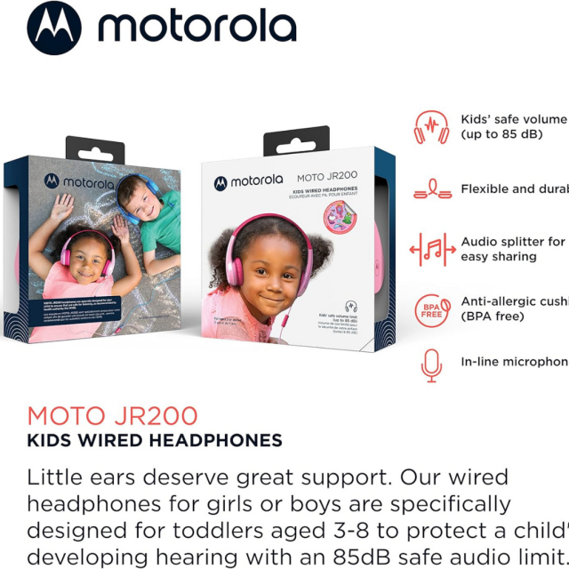 Παιδικά ακουστικά Motorola με καλώδιο MOTO JR200 ΜΠΛΕ