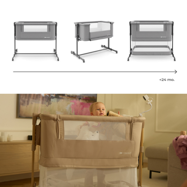 KinderKraft NESTE GROW 2 βρεφική κούνια ΣΚΟΥΡΟ ΓΚΡΙ