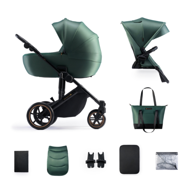 Παιδικό καρότσι Kinderkraft Prime 2 2σε1 ΣΚΟΥΡΟ ΠΡΑΣΙΝΟ
