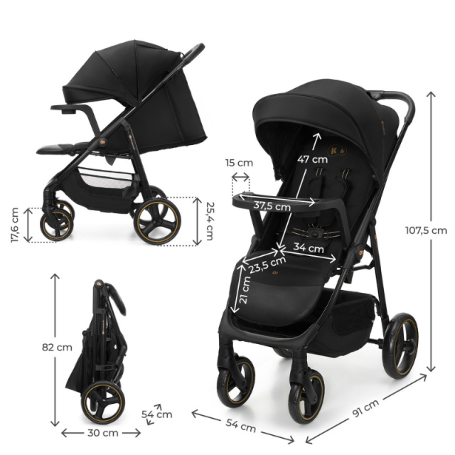 Παιδικό καρότσι Kinderkraft TRIG 3 με δίσκο ONYX BLACK