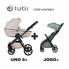 Tutis UNO 6+ Δερμάτινο καρότσι μωρού 2σε 1 151 Latte + JOGO+ μέντα