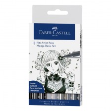 Faber-Castell μαρκαδόροι Pitt Artist Pen, 8 χρώματα Manga Set