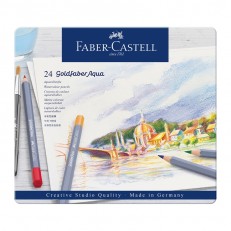Μολύβια Faber-Castell Watercolor Goldfaber Aqua, 24 χρωμάτων, σε μεταλλική θήκη