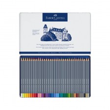 Μολύβια Faber-Castell Watercolor Goldfaber Aqua, 36 χρωμάτων, σε μεταλλικό κουτί