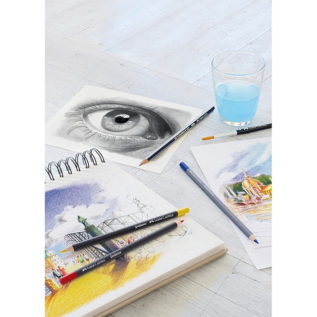 Μολύβια Faber-Castell Watercolor Goldfaber Aqua, 36 χρωμάτων, σε μεταλλικό κουτί