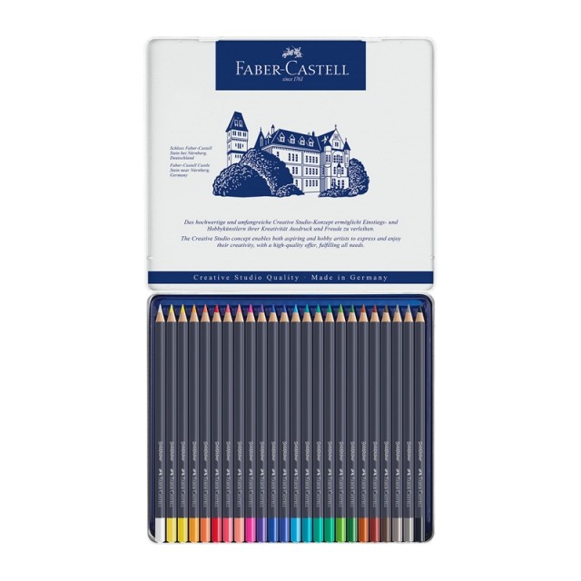 Χρωματιστά μολύβια Faber-Castell Goldfaber, 24 χρωμάτων, σε μεταλλική θήκη