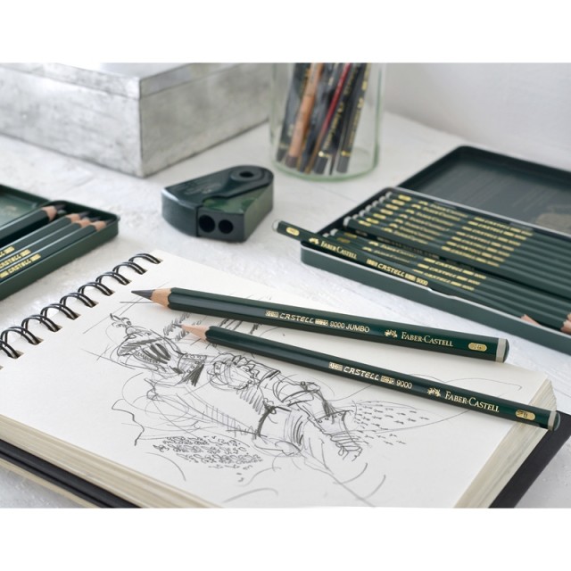 Μολύβι Faber-Castell Castell 9000, μαύρος γραφίτης, σετ για καλλιτέχνες, διαφορετικές σκληρότητες, 12 τεμάχια