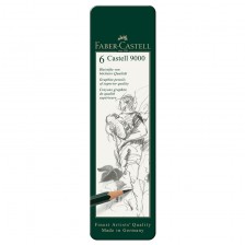 Faber-Castell μολύβια Castell 9000, γραφίτης, 6 τμχ σε μεταλλική κασετίνα