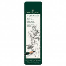 Faber-Castell μολύβια Castell 9000, γραφίτης, 6 τμχ σε μεταλλική κασετίνα