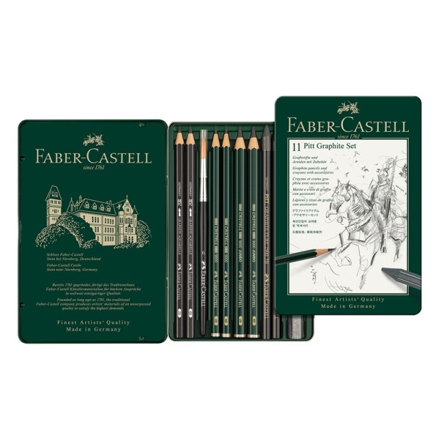 Σετ μολυβιού Faber-Castell Pitt Graphite, 11 τεμαχίων σε μεταλλικό κουτί
