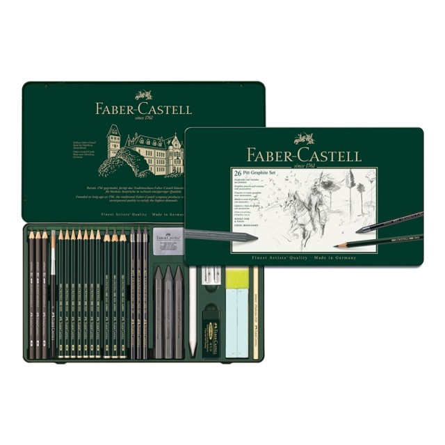 Σετ μολυβιών Faber-Castell Pitt Graphite, 26 τεμαχίων σε μεταλλική θήκη