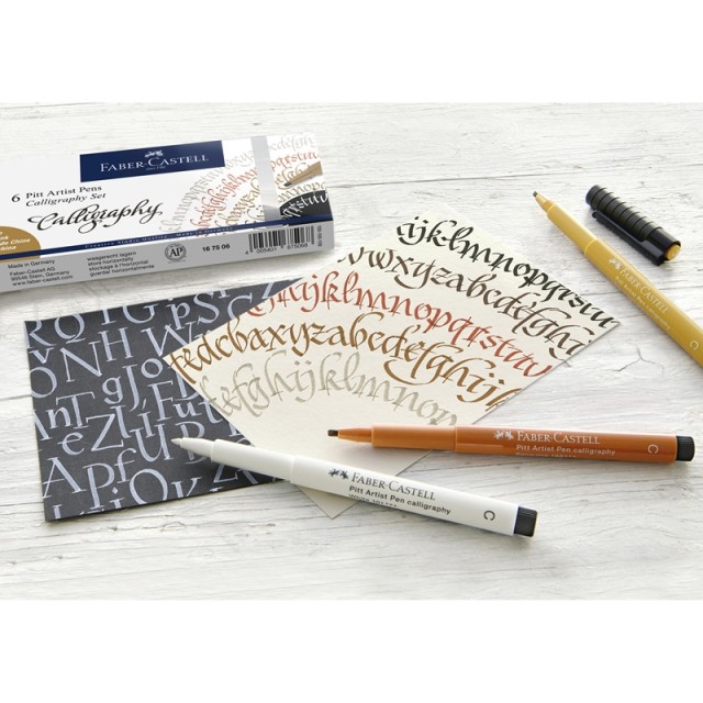 Μαρκαδόρος Faber-Castell Pitt Artist, για καλλιγραφία, 6 χρώματα κλασικό