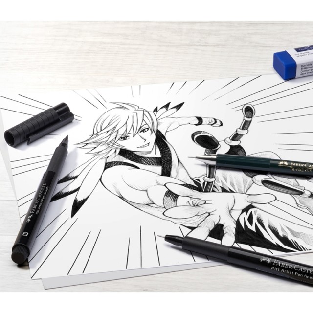 Faber-Castell Pitt Manga Starter Set, μολύβι, μαρκαδόρος και γόμα