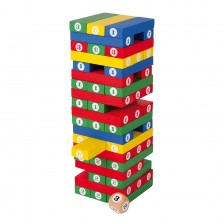 Παιχνίδι Small Foot Jenga, έγχρωμο, με νούμερα, 58 τεμάχια