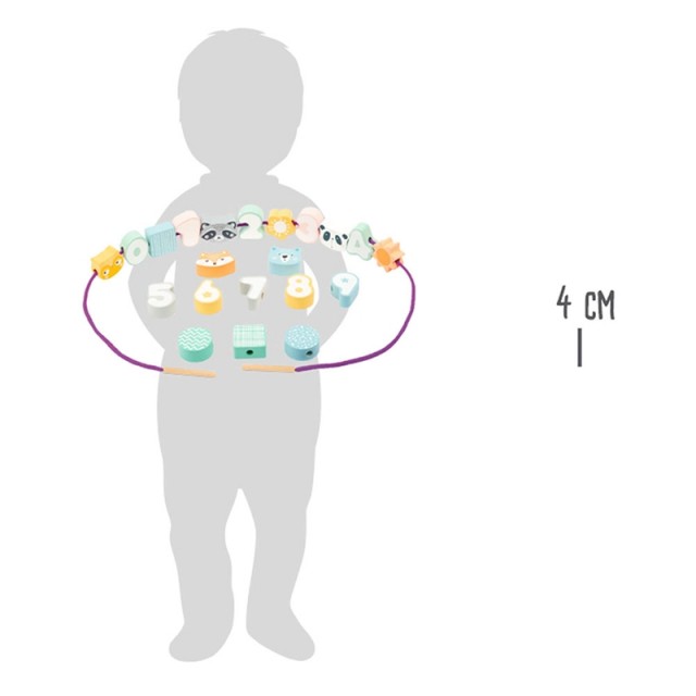 Παιχνίδι Small Foot String Animals and numbers, σε παστέλ χρώματα, 22 τεμάχια