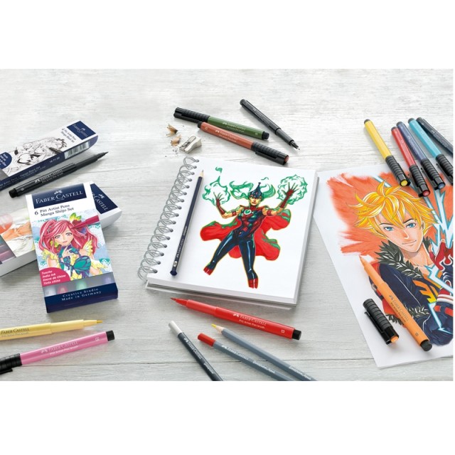 Faber-Castell Marker Pitt Artist Pen, 8 χρώματα, Σετ Manga
