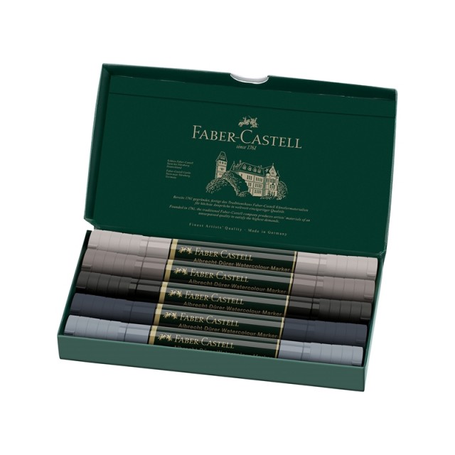 Μαρκαδόρος ακουαρέλας Faber-Castell Albrecht Dürer, 5 χρώματα, γκρι