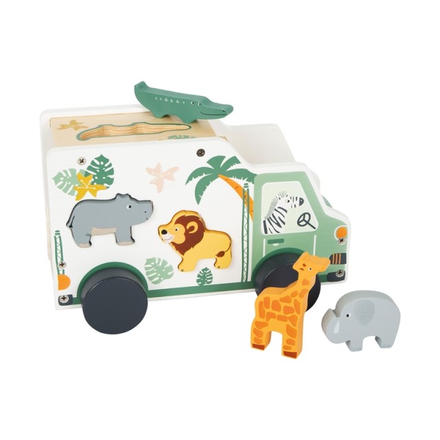 Small Foot Safari car, για ενσωμάτωση ζώων, ξύλινο, 23 x 13 x 14 cm