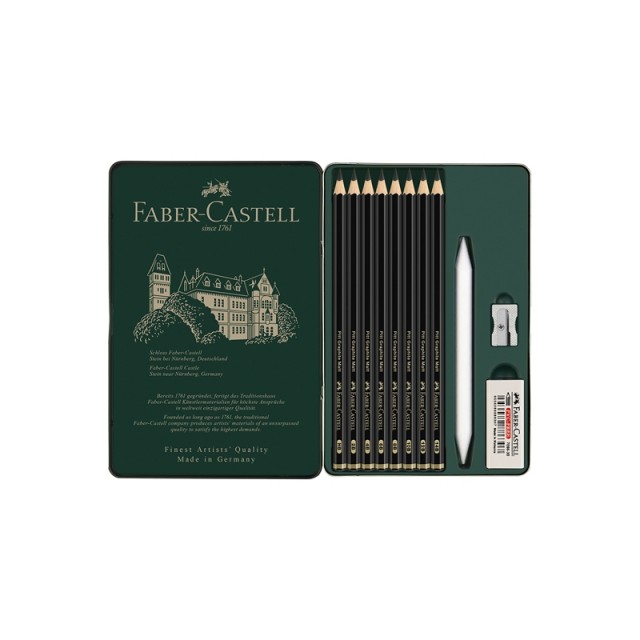 Faber-Castell Pitt Graphite Ματ μολύβια, μαύρος γραφίτης, σετ 11 μερών