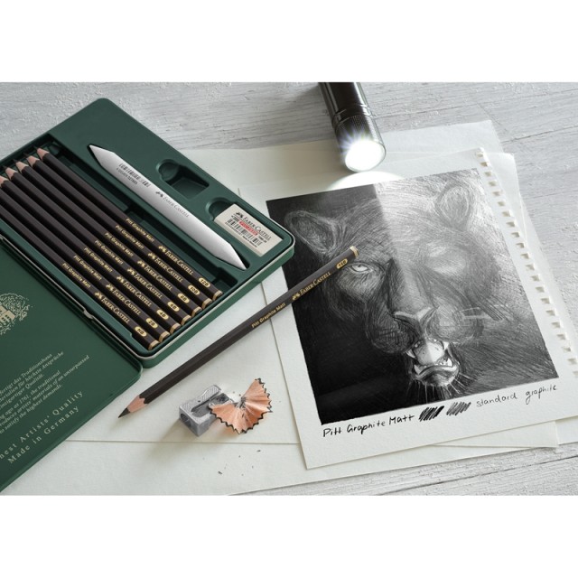 Faber-Castell Pitt Graphite Ματ μολύβια, μαύρος γραφίτης, σετ 11 μερών