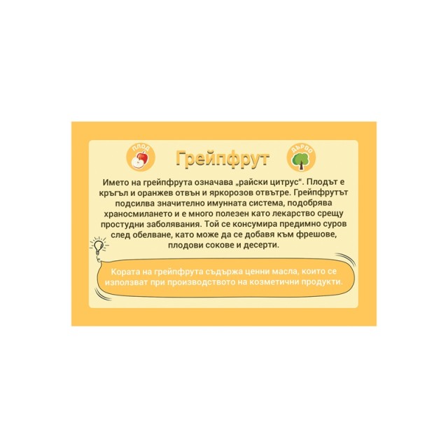 Cubos Образователни карти - Плодове и зеленчуци, 50 броя