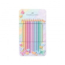 Faber-Castell μολύβια Sparkle, 12 παστέλ χρώματα, μεταλλική κασετίνα