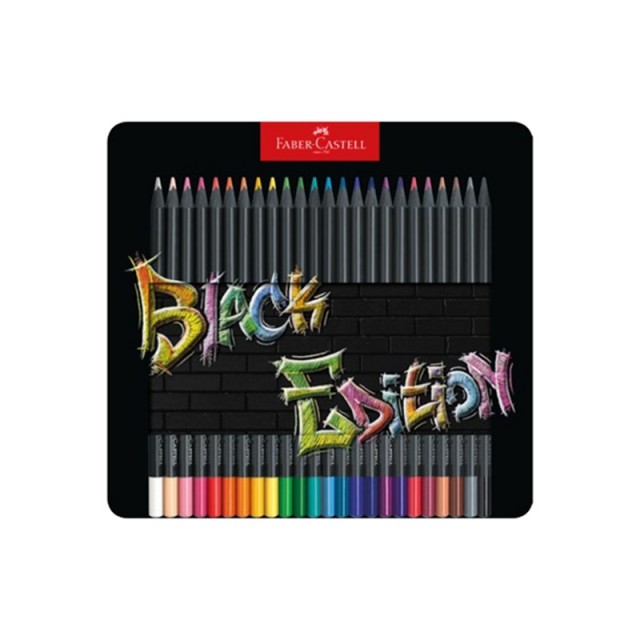 Faber-Castell Pencils Black Edition, 24 χρωμάτων, σε μεταλλική θήκη