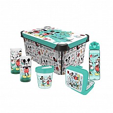 Disney σετ Travel, κουτί αποθήκευσης 10 L, κουτί 1 L, θερμοποτήρι 350 ml, μπουκάλι ταξιδιού 630 ml, 2 γυάλινα ποτήρια 300 ml, πράσινα