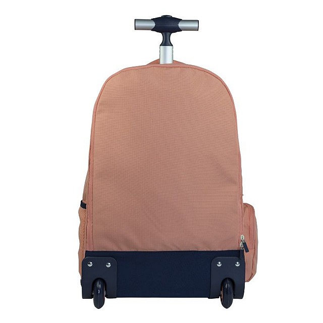 Milan Backpack 1918, με ρόδες, με 6 φερμουάρ, 25 L, ροζ
