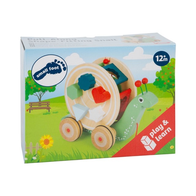 Small Foot Pull Toy Snail, με διαλογέα, ξύλινο