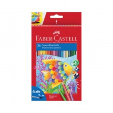 Μολύβια Faber-Castell Watercolor, 36 χρωμάτων, με πινέλο που περιλαμβάνεται
