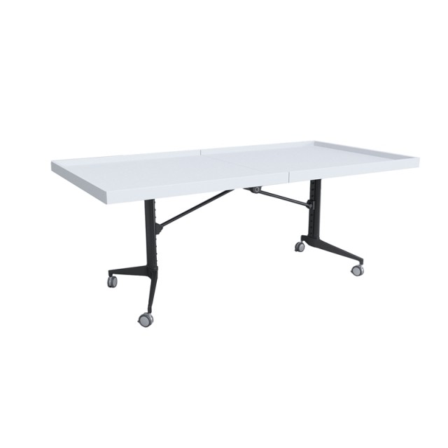 RFG Κινητό πτυσσόμενο τραπέζι Robotika, 2000 x 1000 x 740 mm, λευκό επάνω μέρος, μαύρο μέταλλο