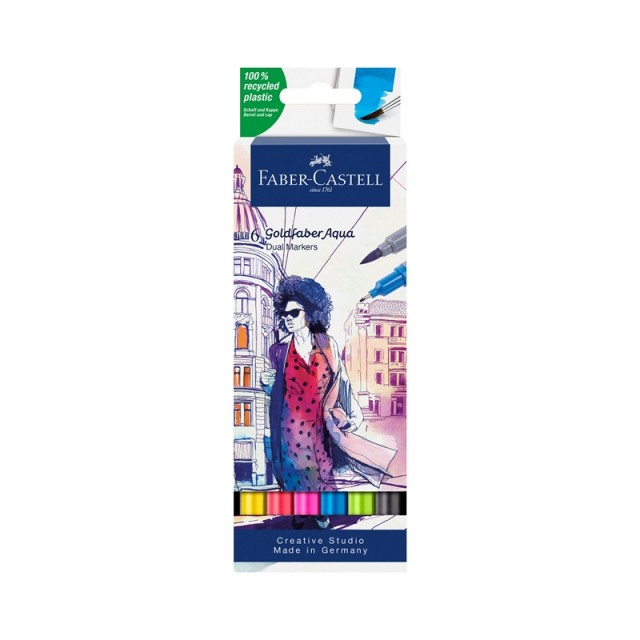 Faber-Castell Marker Goldfaber A.Dual, 6 χρώματα