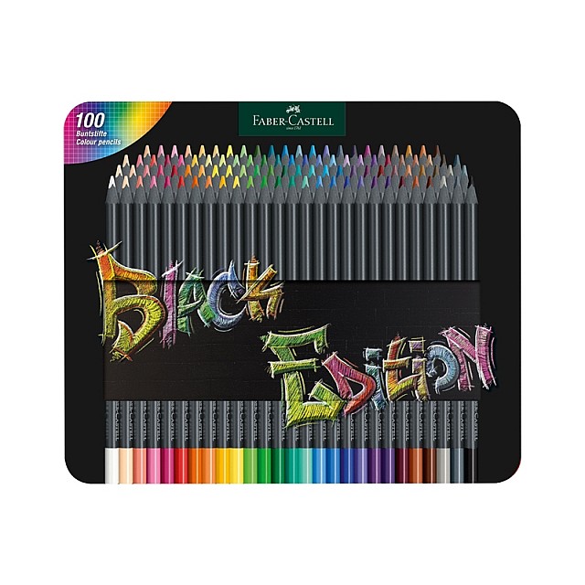 Faber-Castell Pencils Black Edition, 100 χρωμάτων, σε μεταλλικό κουτί