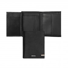Hugo Boss πορτοφόλι Iconic κάθετο με καπάκι, μαύρο