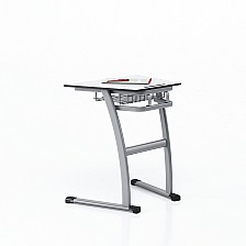 RFG μαθητικό θρανίο Fila μονό τραπεζοειδές 700 x 500 x 750 mm λευκός πάγκος γκρι μέταλλο