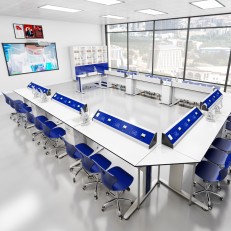 RFG αίθουσα χημείας και βιολογίας Flat άνω της Β΄ γυμνασίου για 24 μαθητές λευκό/μπλε