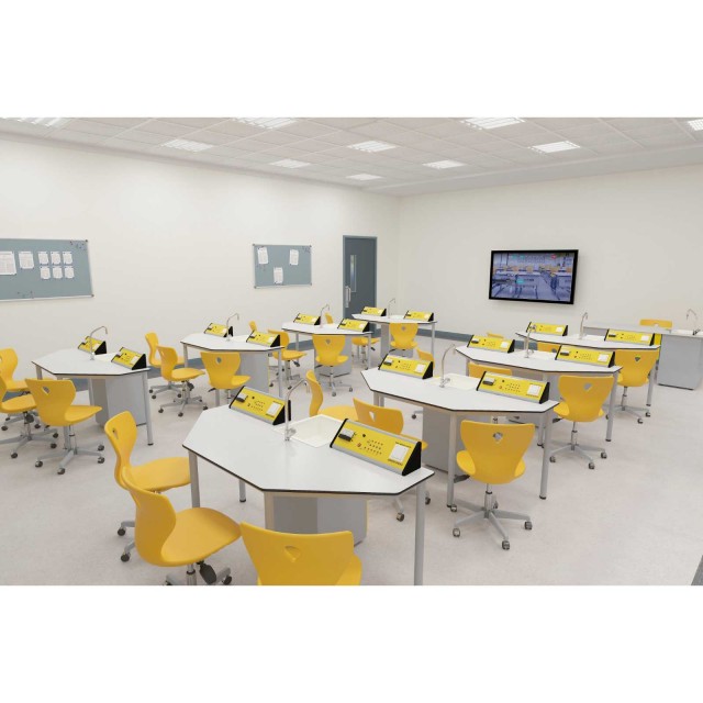 RFG Cabinet of Chemistry and Biology Quin, πάνω από την τάξη VII, για 24 μαθητές, λευκό-κίτρινο