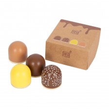 Μικρό κουτί ποδιών από σοκολατένια marshmallows, ξύλινο