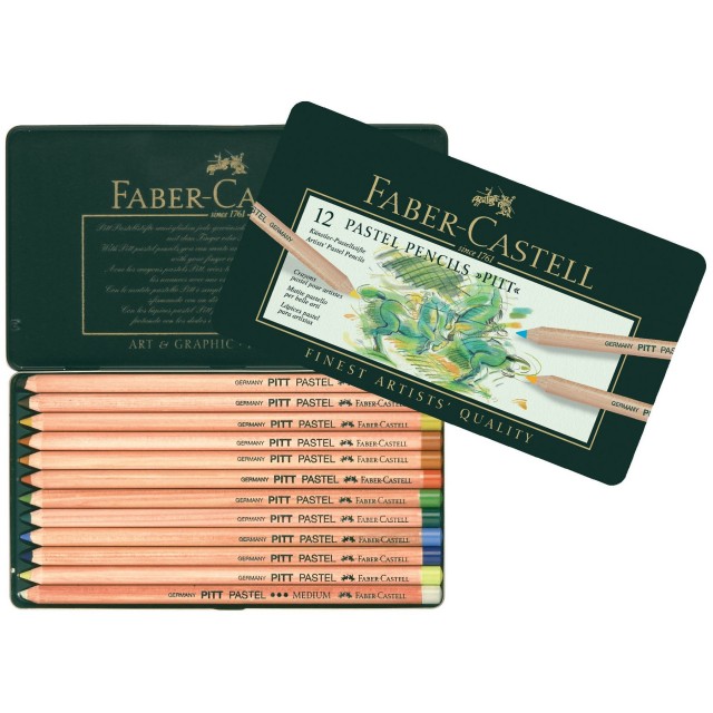 Faber-Castell Pitt Παστέλ χρωματιστά μολύβια, 12 χρωμάτων