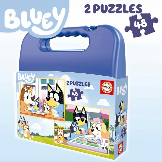 Пъзел Bluey в куфарче, 2 х 48 части
