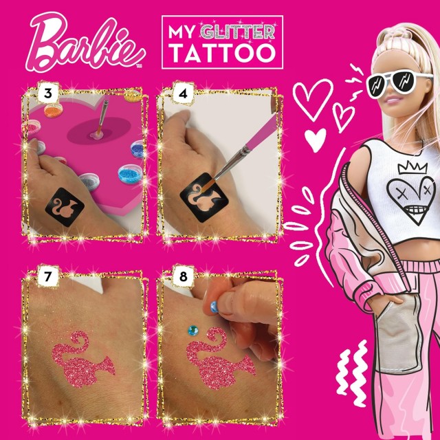 Δημιουργικό κιτ, Lisciani, Barbie, DIY τατουάζ με γκλίτερ