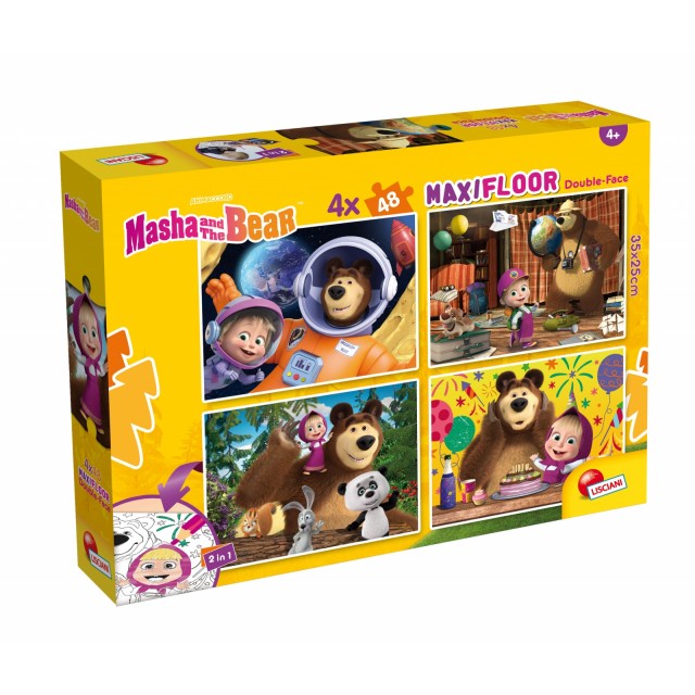 Παζλ, Lisciani, Masha and the Bear, Διπρόσωποι παζλ 4 x 48 τεμάχια