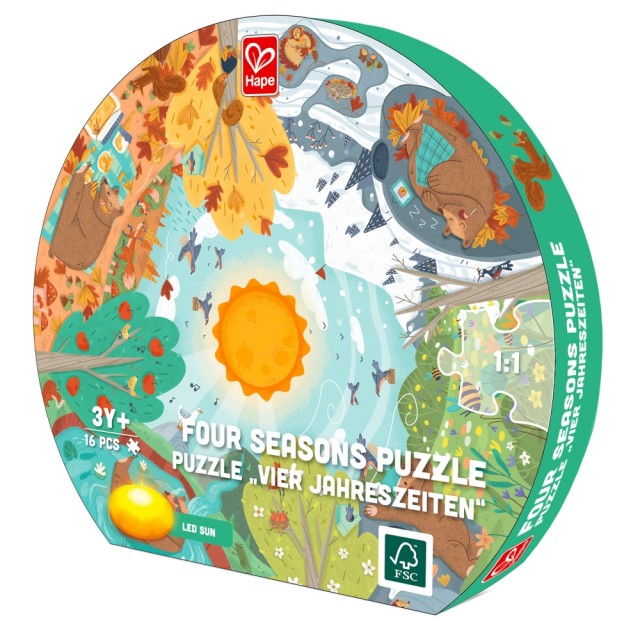 Εκπαιδευτικό παζλ δαπέδου, Hape, Four Seasons, 57,5 cm, 16 τεμάχια