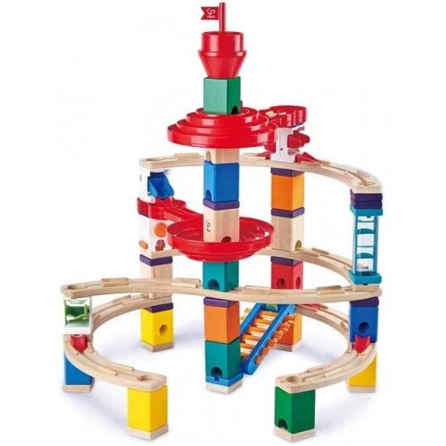 Комплект дървена писта, Hape Quadrilla, Супер спирала, 79 части
