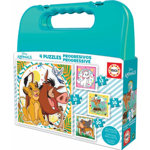Παζλ 4 σε 1, Educa, Disney Classics, Animals, 16/12/20/25 τεμάχια